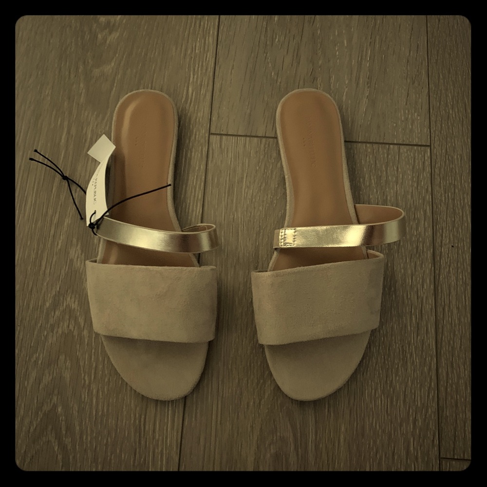 Banana republic double strap tan/gold sandals